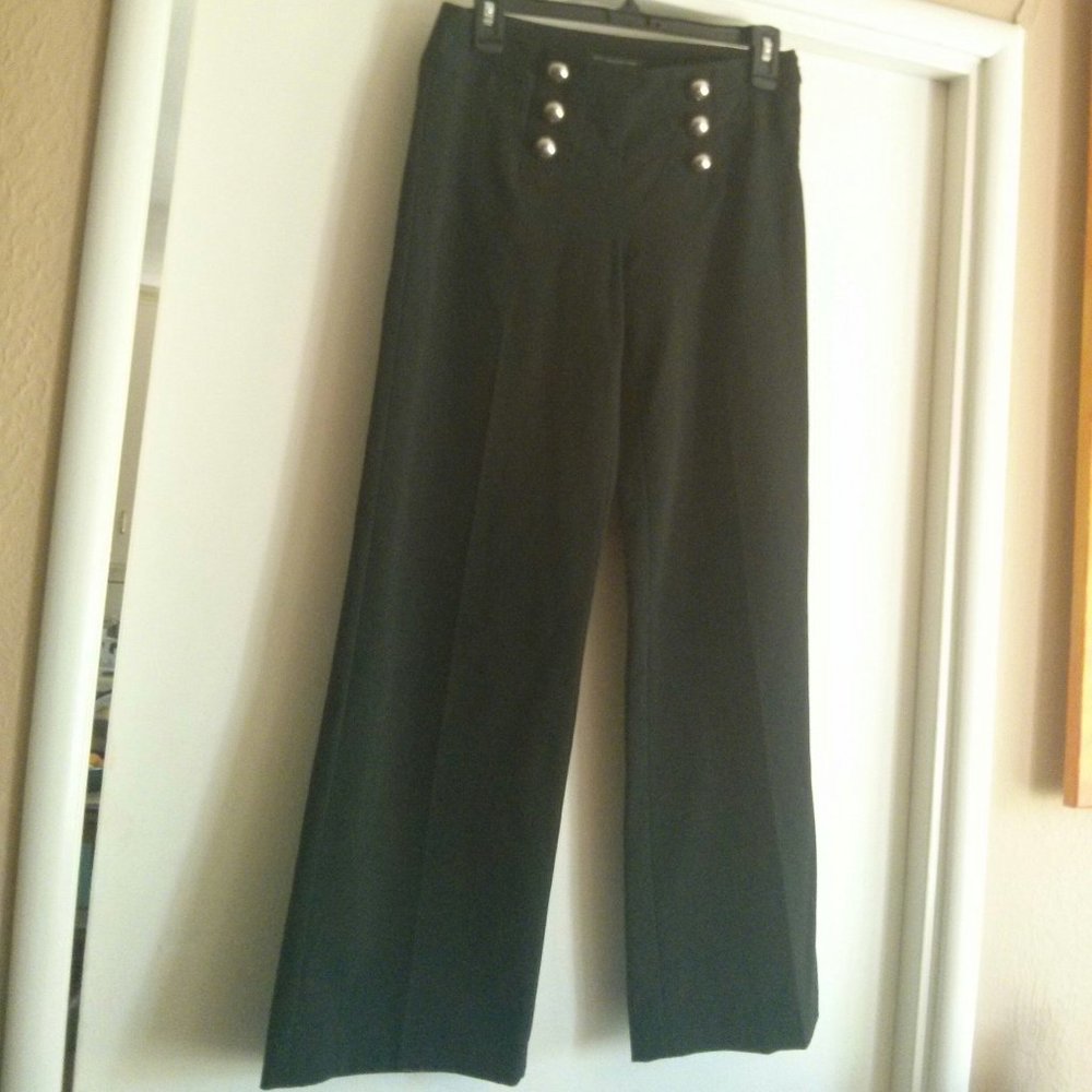 INC Black Sailor Pants Size 4Petite-Only Worn Once Retro Chic Nautical Workwear